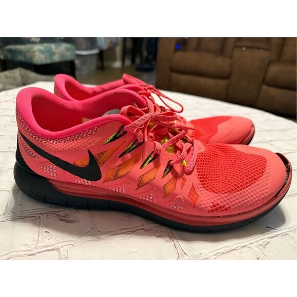 Nike Men's Size 15 Free Running Shoes Neon Coral Pink Red Athletic Bright Vivid - Picture 6 of 12